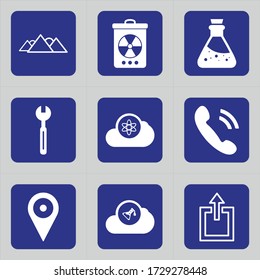 Set of 9 icons such as mountain, nature, hills, scenery, landscape, park, tour, can, ecology