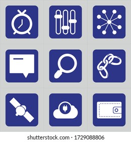 Set of 9 icons such as oclock, schedule, time, clock, envelope, chat, email, add