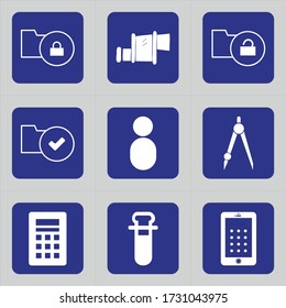 Juego de 9 iconos como contraseña, carpeta, archivo, archivo, bloqueo, desbloqueo, documento, acceso a la carpeta, desbloqueado