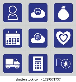 Set of 9 icons such as person, member, sign, bed, cloud, dream, ball, collect, calendar