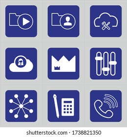 Set of 9 icons such as play, mp3, folder, music, document, video, media folder, download file, image