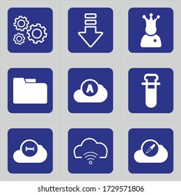 Set of 9 icons such as rotating, set, configuration, mechanic, desktop options, creative, gear, arrow, down