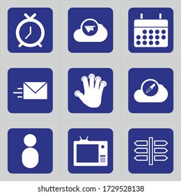 Set of 9 icons such as schedule, time, clock, flying, origami, calendar, date