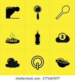 Set of 9 icons such as shadow, upload, happy, greeting, rosary, infant, beautiful, password
