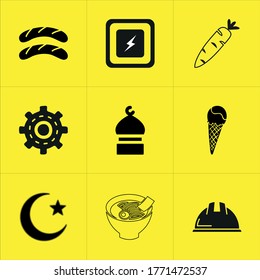 Set of 9 icons such as shadow, upload, password, cake, weather, lock, season, connection