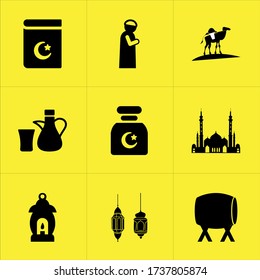 Set of 9 icons such as shield,
promptness, islamic, business, sprint, isolated, holiday