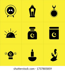 Set of 9 icons such as snell, sabbath, woman, egyptians, punjabi, masjid