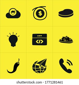 Set of 9 icons such as symbol, overcast, data, shadow, arrow, upload, sign, arrows, cloud