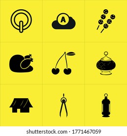 Juego de 9 iconos como símbolo, concepto, sonido, signo, icono, turno, oficina