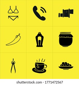 Set of 9 icons such as symbol, wear, slim, isolated, icon, summer