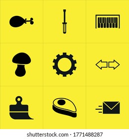 Set of 9 icons such as symbol, data, shadow, arrow, upload, sign, arrows, cloud