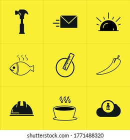 Conjunto de 9 iconos como símbolo, datos, sombra, flecha, carga, signo, flechas, nube