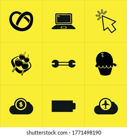 Set of 9 icons such as symbol, data, shadow, arrow, upload, sign, arrows