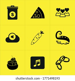 Set of 9 icons such as symbol, bin, financial, line, concept, icon