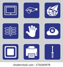 Set of 9 icons such as tablet, tv, sign, screen, love, te amo, hand holding, heart care, heart