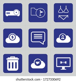 Set of 9 icons such as theatre, output, movie, ppt, projector, electronic, projection, cinema, beamer