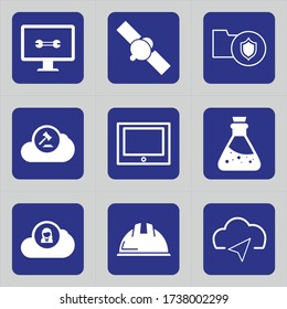 Set of 9 icons such as tv, options, equipment, monitor, tool, signals, education