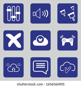 Set of 9 icons such as volume, loud, music, sound, speaker, audio, cancel, no, stop
