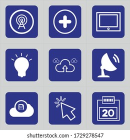 Set of 9 icons such as wifi, wifi signals, signals, circle, wifi internet, internet, add, new, action