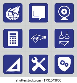 Set of 9 icons such as world tour, world, airplane, aircraft, connection, travel, internet, chat, comment