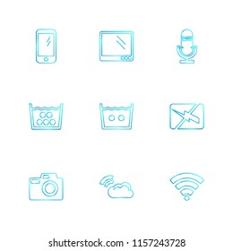 Set of 9 icons, for web, internet, mobile apps, interface design: business, finance, shopping, communication, fitness, computer, media, transportation, travel, easter, christmas, summer, device
