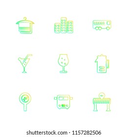 Set of 9 icons, for web, internet, mobile apps, interface design: business, finance, shopping, communication, fitness, computer, media, transportation, travel, easter, christmas, summer, device