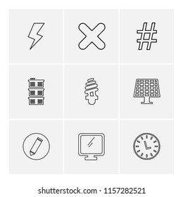 Set of 9 icons, for web, internet, mobile apps, interface design: business, finance, shopping, communication, fitness, computer, media, transportation, travel, easter, christmas, summer, device