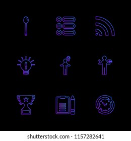 Set of 9 icons, for web, internet, mobile apps, interface design: business, finance, shopping, communication, fitness, computer, media, transportation, travel, easter, christmas, summer, device