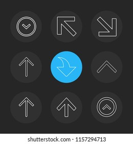 Set of 9 icons, for web, internet, mobile apps, interface design: business, finance, shopping, communication, fitness, computer, media, transportation