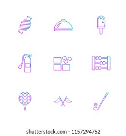 Set of 9 icons, for web, internet, mobile apps, interface design: business, finance, shopping, communication, fitness, computer, media, transportation