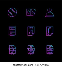 Set of 9 icons, for web, internet, mobile apps, interface design: business, finance, shopping, communication, fitness, computer, media, transportation