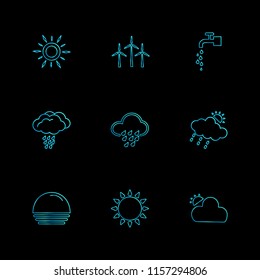 Set of 9 icons, for web, internet, mobile apps, interface design: business, finance, shopping, communication, fitness, computer, media, transportation
