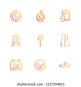 Set of 9 icons, for web, internet, mobile apps, interface design: business, finance, shopping, communication, fitness, computer, media, transportation