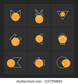 Set of 9 icons, for web, internet, mobile apps, interface design: business, finance, shopping, communication, fitness, computer, media, transportation