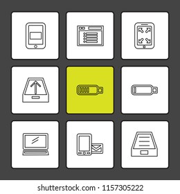 Set of 9 icons, for web, internet, mobile apps, interface design