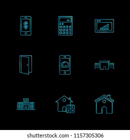 Set of 9 icons, for web, internet, mobile apps, interface design