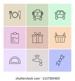 Set of 9 icons, for web, internet, mobile apps, interface design