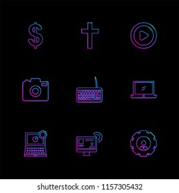 Set of 9 icons, for web, internet, mobile apps, interface design