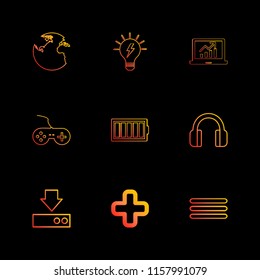 Set of 9 icons, for web, internet, mobile apps, interface design: business, finance, shopping, communication, fitness, computer, media, transportation, travel, easter, christmas, summer, device