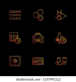 Set of 9 icons, for web, internet, mobile apps, interface design: business, finance, shopping, communication, fitness, computer, media, transportation, travel, easter, christmas, summer, device