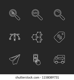 Set of 9 icons, for web, internet, mobile apps, interface design: business, finance, shopping, communication, fitness, computer, media, transportation, travel, easter, christmas, summer, device