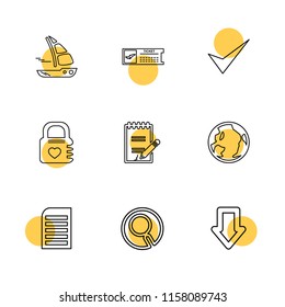 Set of 9 icons, for web, internet, mobile apps, interface design: business, finance, shopping, communication, fitness, computer, media, transportation, travel, easter, christmas, summer, device