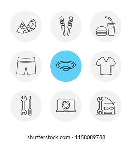 Set of 9 icons, for web, internet, mobile apps, interface design: business, finance, shopping, communication, fitness, computer, media, transportation, travel, easter, christmas, summer, device