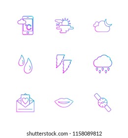 Set of 9 icons, for web, internet, mobile apps, interface design: business, finance, shopping, communication, fitness, computer, media, transportation, travel, easter, christmas, summer, device