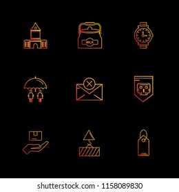 Set of 9 icons, for web, internet, mobile apps, interface design: business, finance, shopping, communication, fitness, computer, media, transportation, travel, easter, christmas, summer, device