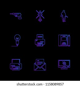 Set of 9 icons, for web, internet, mobile apps, interface design: business, finance, shopping, communication, fitness, computer, media, transportation, travel, easter, christmas, summer, device