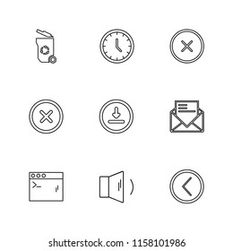 Set of 9 icons, for web, internet, mobile apps, interface design: business, finance, shopping, communication, fitness, computer, media, transportation, travel, easter, christmas, summer, device