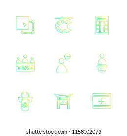 Set of 9 icons, for web, internet, mobile apps, interface design: business, finance, shopping, communication, fitness, computer, media, transportation, travel, easter, christmas, summer, device