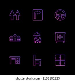 Set of 9 icons, for web, internet, mobile apps, interface design: business, finance, shopping, communication, fitness, computer, media, transportation, travel, easter, christmas, summer, device