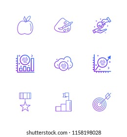 Set of 9 icons, for web, internet, mobile apps, interface design: business, finance, shopping, communication, fitness, computer, media, transportation, travel, easter, christmas, summer, device